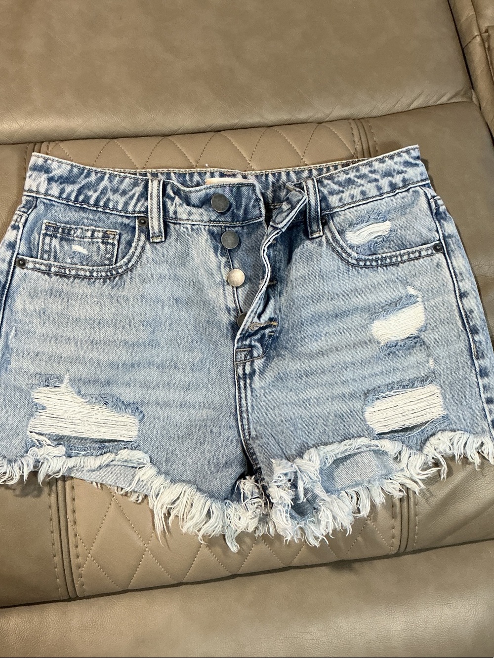 Altar'd State Light Blue Distressed Denim Cutoff Shorts